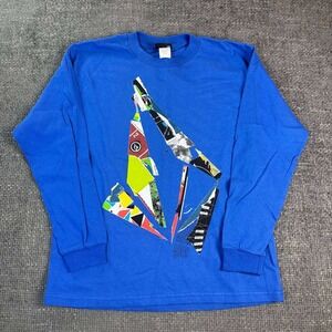 Volcom Long Sleeve Shirt Mens Medium Blue Abstract Graphic Skate Tee